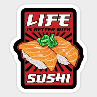Life Is Better With Sushi Cool Sushi Chef Tee Japanese Food Sticker